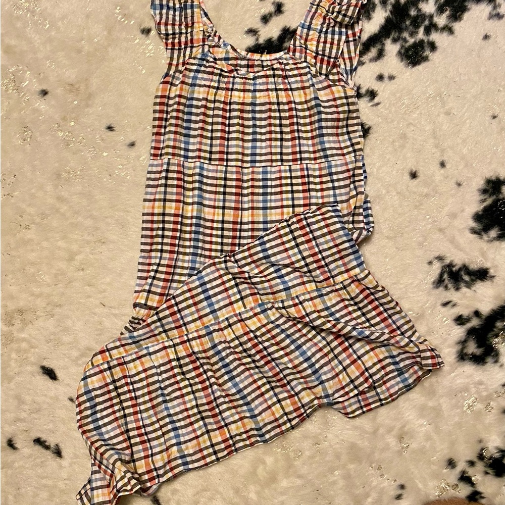 LOFT Plaid Cottagecore Seersucker Dress